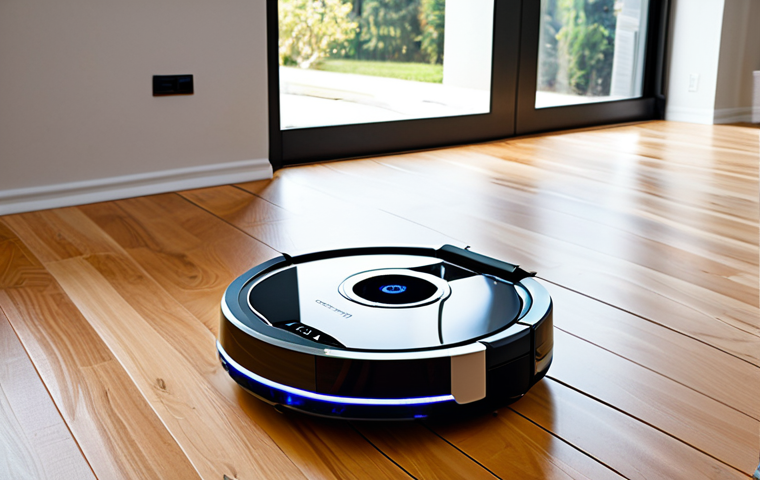 A sleek, modern robotic vacuum cleaner diligently cleaning a pristine, contemporary living room. The robot exhibits advanced laser mapping lines projected onto the polished hardwood floor, showcasing its intelligent navigation and efficiency. Sunlight streams through large windows, illuminating the dust-free environment. The overall aesthetic is high-tech and minimalist, emphasizing convenience and innovation. The image should convey a sense of calm and order, highlighting the robot's seamless integration into the automated home.
safe for work, appropriate content, fully clothed, professional, perfect anatomy, correct proportions, natural pose, professional photography, high quality.