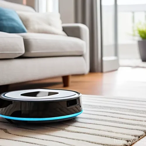Home 25 로봇 가사도우미의 성능 및 가격 비교 - **Intelligent Navigation and Obstacle Avoidance:**
"A sleek, futuristic robot vacuum cleaner wit...