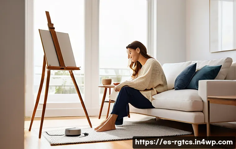 로봇 가사도우미의 청소 시간 단축 효과 - **Prompt 1: "The Golden Hour of Leisure"**
A bright, airy living room bathed in the soft glow of...