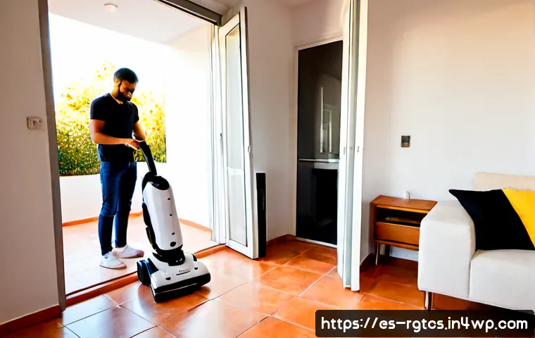 로봇 가사도우미 가격 비교 - Photorealistic modern apartment in Madrid, a Spanish couple comparing two sleek robotic household as...